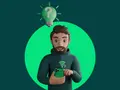 Uomo con smartphone e lampadina con punto interrogativo sopra la testa. La connessione dati non funziona, ma cerca una soluzione.