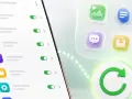 Schermata di un telefono con impostazioni per come vedere le notifiche cancellate. Icone di app e un simbolo di aggiornamento.