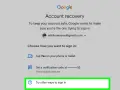 Schermata di recupero password Gmail su Android. Opzioni per accedere: conferma su telefono, codice via SMS o altri metodi.