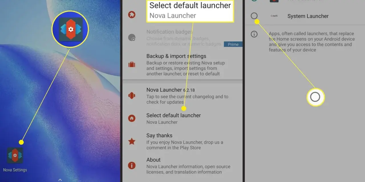 Imposta Nova Launcher come predefinito per ripristinare schermata home Android.