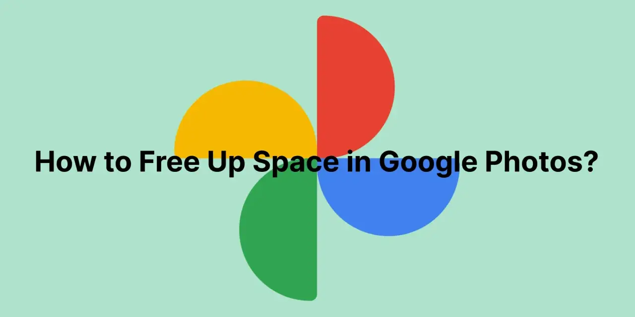 Come liberare spazio su Google Foto? Grafica con cerchi colorati e testo.