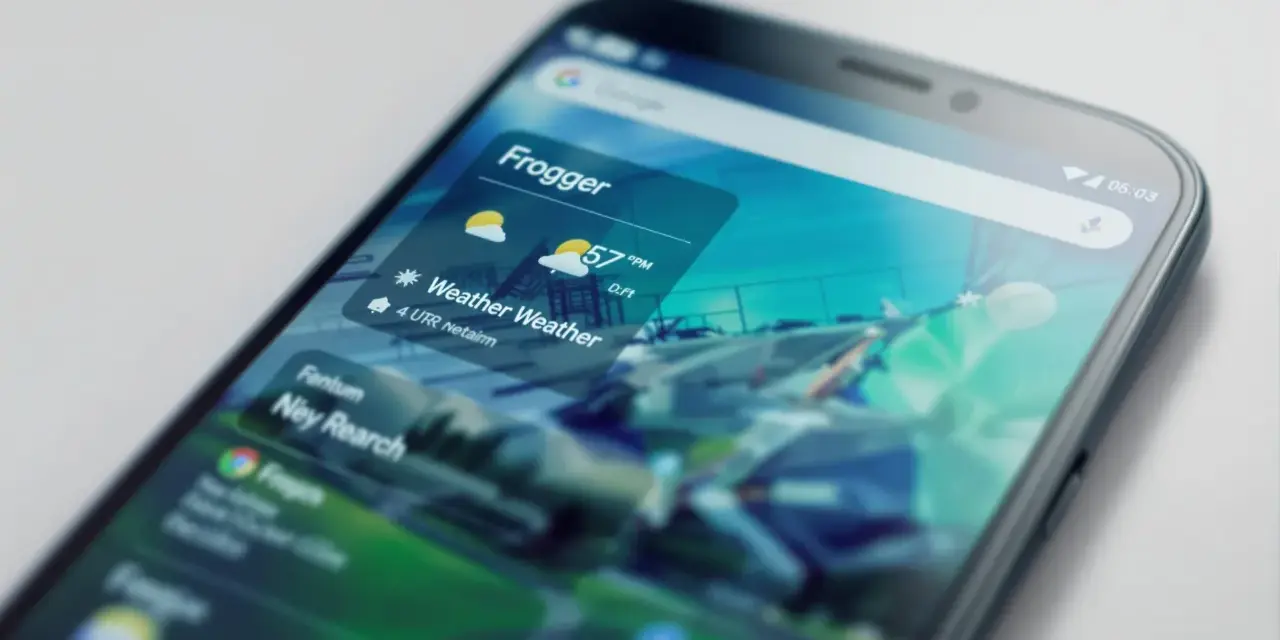 Schermata di uno smartphone con l'app meteo Google gratis. Mostra la temperatura e le previsioni.