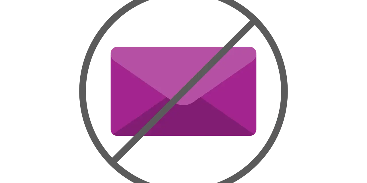Icona di una busta viola barrata, che illustra come bloccare un indirizzo email su Gmail.