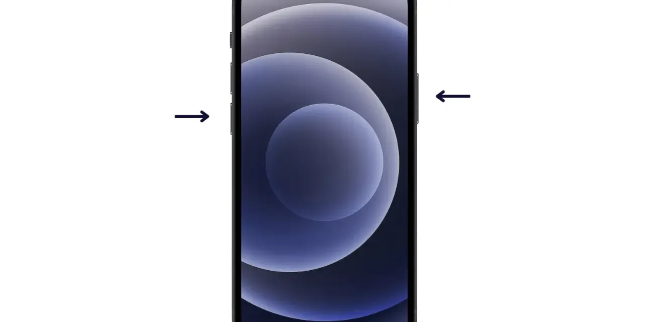 iPhone con frecce che indicano i pulsanti laterali, utile se non riesco a spegnere il telefono.