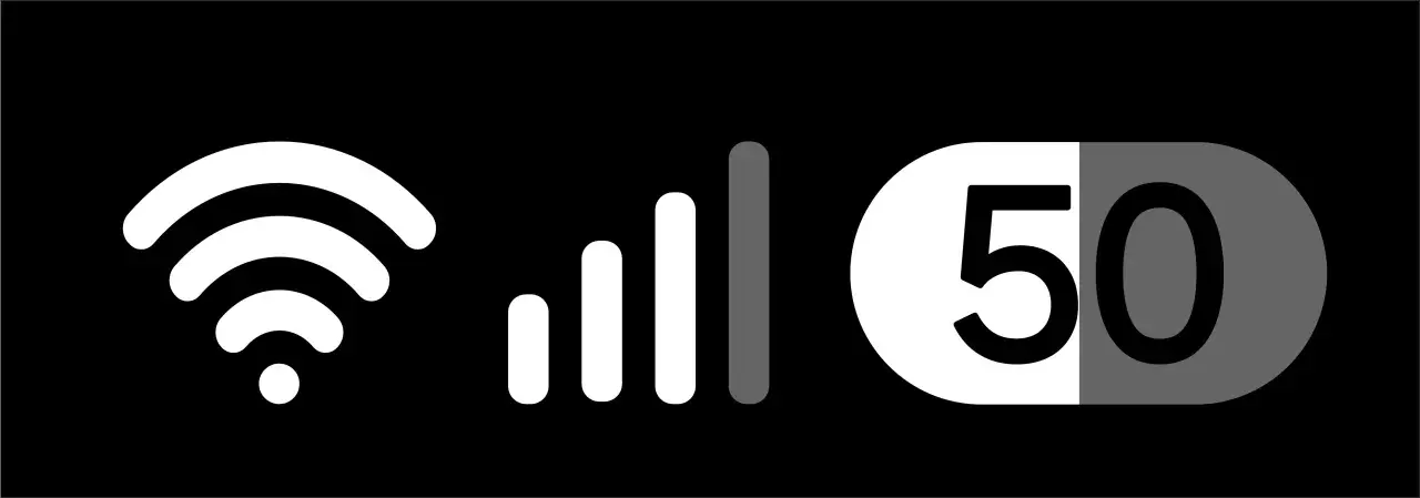 Icona Wi-Fi, segnale di rete e indicatore di batteria al 50% sulla barra di stato.