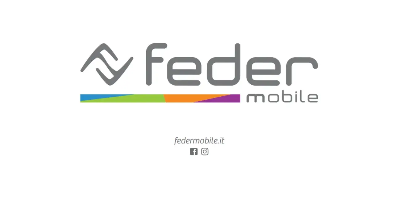 Logo Feder Mobile con simbolo stilizzato e colori vivaci. Connessione APN per il tuo mondo mobile.