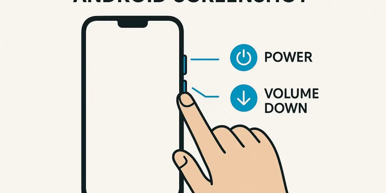 Immagine illustra come fare screenshot su Android: tieni premuti contemporaneamente i tasti Power e Volume Giù.