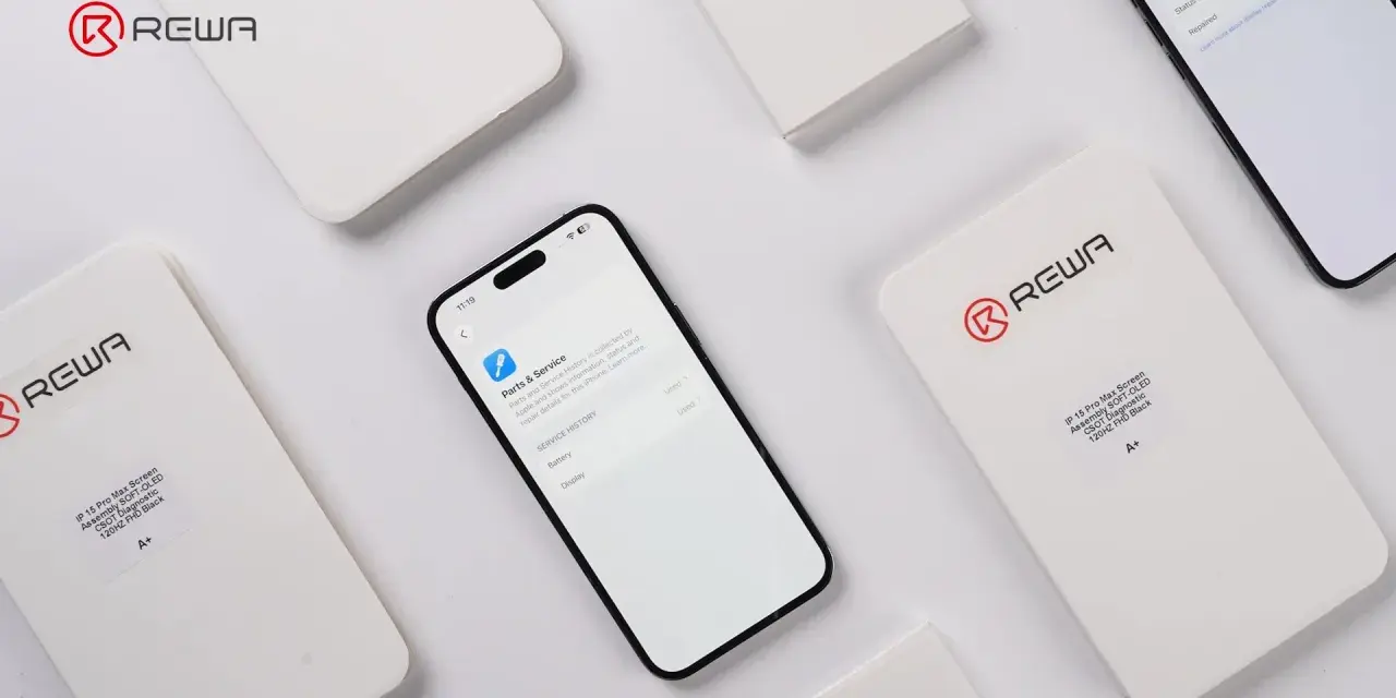 Schermo iPhone con storia riparazioni e ricambi REWA. Nessun ghost touch, solo parti di ricambio di qualità.