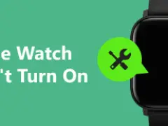 Schermo Apple Watch nero con icona di riparazione. Guida su come riavviare Apple Watch se non si accende.
