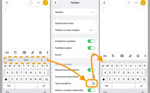 Schermata delle impostazioni tastiera telefono. Il testo predittivo è disattivato.