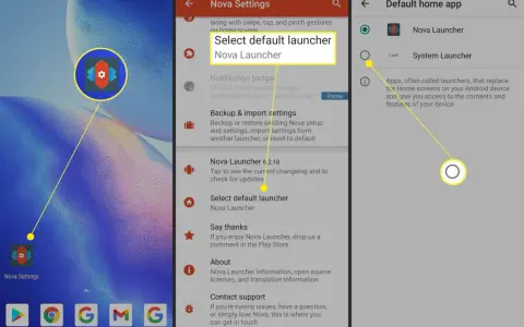 Imposta Nova Launcher come predefinito per ripristinare schermata home Android.