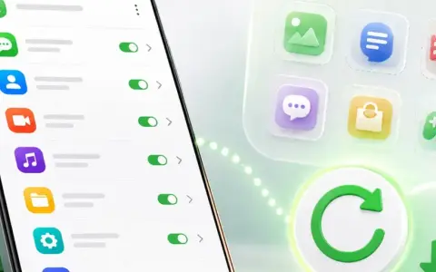 Schermata di un telefono con impostazioni per come vedere le notifiche cancellate. Icone di app e un simbolo di aggiornamento.