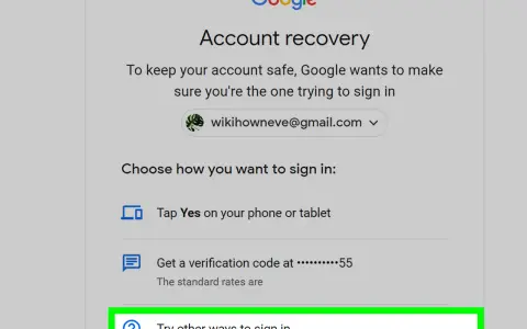 Schermata di recupero password Gmail su Android. Opzioni per accedere: conferma su telefono, codice via SMS o altri metodi.