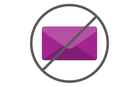 Icona di una busta viola barrata, che illustra come bloccare un indirizzo email su Gmail.