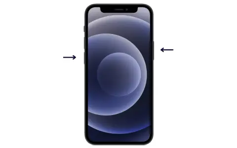 iPhone con frecce che indicano i pulsanti laterali, utile se non riesco a spegnere il telefono.
