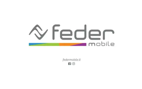 Logo Feder Mobile con simbolo stilizzato e colori vivaci. Connessione APN per il tuo mondo mobile.