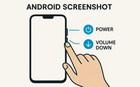 Immagine illustra come fare screenshot su Android: tieni premuti contemporaneamente i tasti Power e Volume Giù.