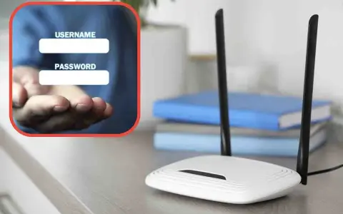Schermata con campi username e password su una mano tesa, accanto a un router Wi-Fi. Come collegarsi al wifi senza password.