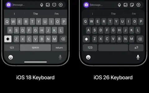 Confronto tastiere: iOS 18 vs iOS 26. La tastiera lenta Android sembra più reattiva.