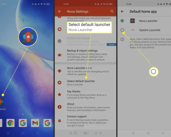 Imposta Nova Launcher come predefinito per ripristinare schermata home Android.