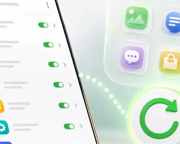 Schermata di un telefono con impostazioni per come vedere le notifiche cancellate. Icone di app e un simbolo di aggiornamento.