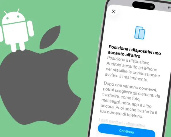 Android e Apple si uniscono per trasferire foto, messaggi, note, app e altro.