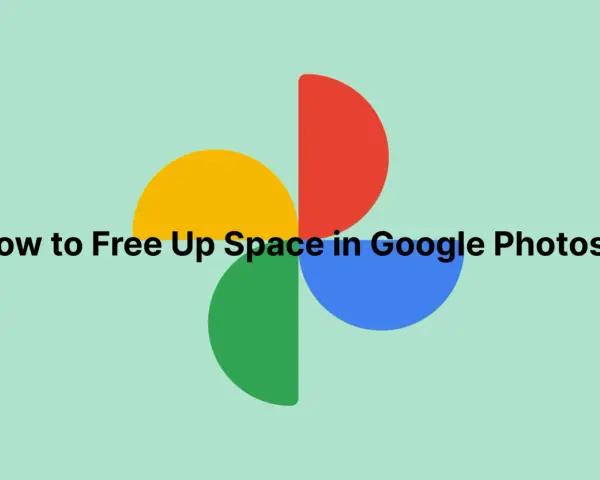Come liberare spazio su Google Foto? Grafica con cerchi colorati e testo.