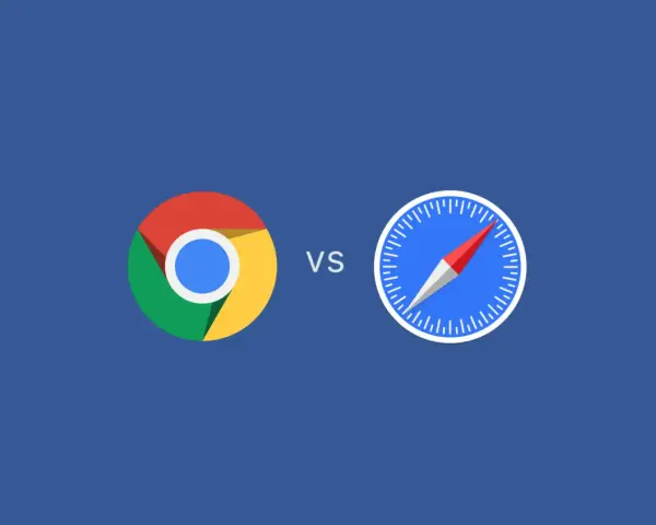 Loghi di Chrome e Safari uno contro l'altro, come nell'ultima ricerca fatta.