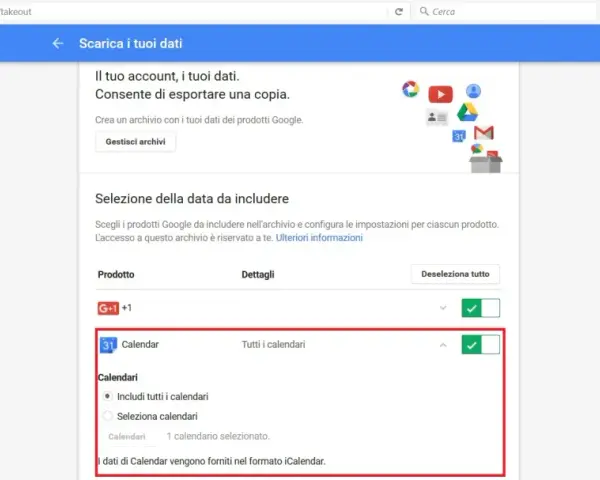 Google Takeout cos'è? Esporta i tuoi dati Google, inclusi i calendari, in un archivio scaricabile.
