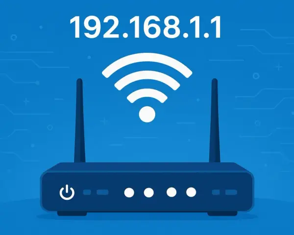 Router con segnale Wi-Fi e indirizzo 192.168.1.1.