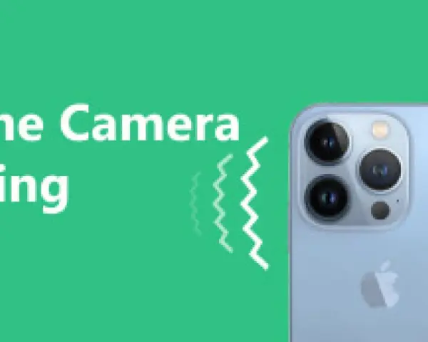 Il modulo fotocamera iPhone fa rumore strano. Icona di vibrazione accanto al testo.