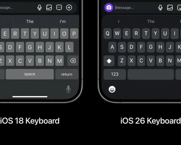 Confronto tastiere: iOS 18 vs iOS 26. La tastiera lenta Android sembra più reattiva.