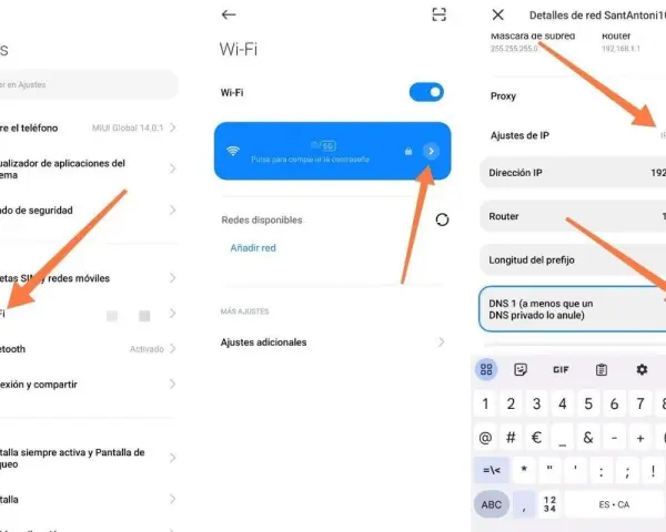 Configurazione DNS su Android: imposta 8.8.8.8 per i migliori DNS.