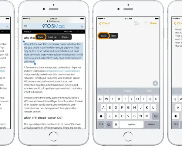 Dimostrazione di come si fa copia e incolla sul cellulare: seleziona testo, tocca "Copia", poi "Incolla" in un'altra app.
