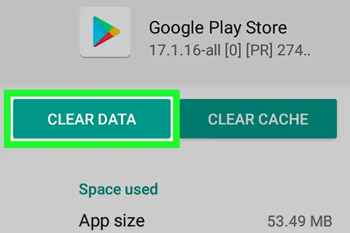 Schermata di Google Play Store con opzione "Cancella dati" evidenziata, utile per chi cerca come togliere il controllo genitori Family Link.
