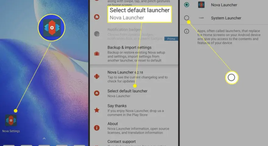 Imposta Nova Launcher come predefinito per ripristinare schermata home Android.