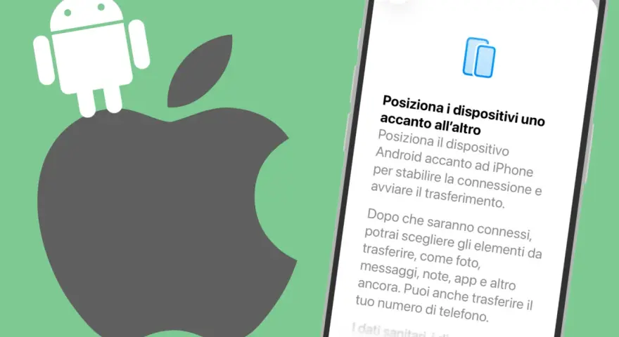 Android e Apple si uniscono per trasferire foto, messaggi, note, app e altro.