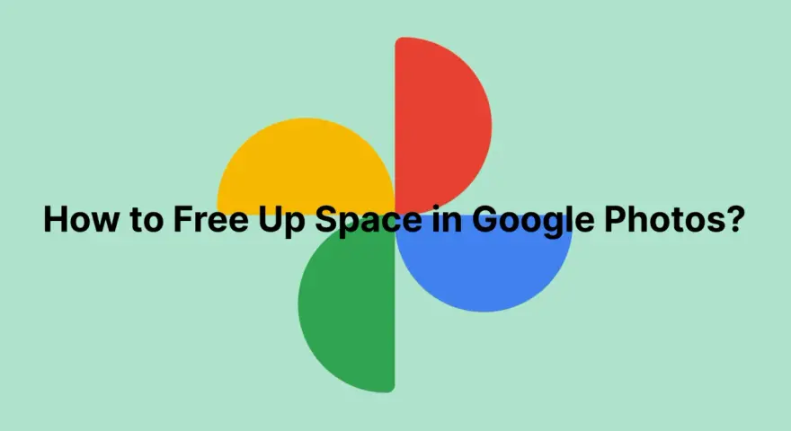 Come liberare spazio su Google Foto? Grafica con cerchi colorati e testo.