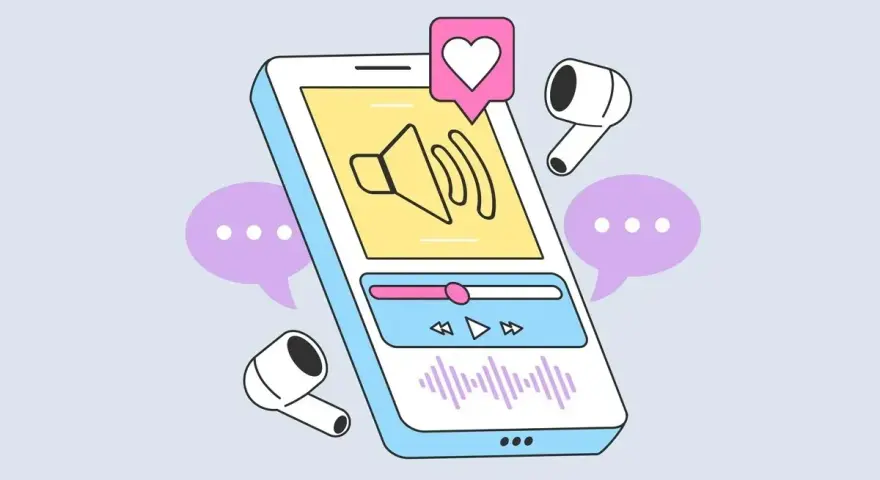 Smartphone con icona audio e cuffie. L'iPhone non si sente audio chiamata, solo vivavoce.