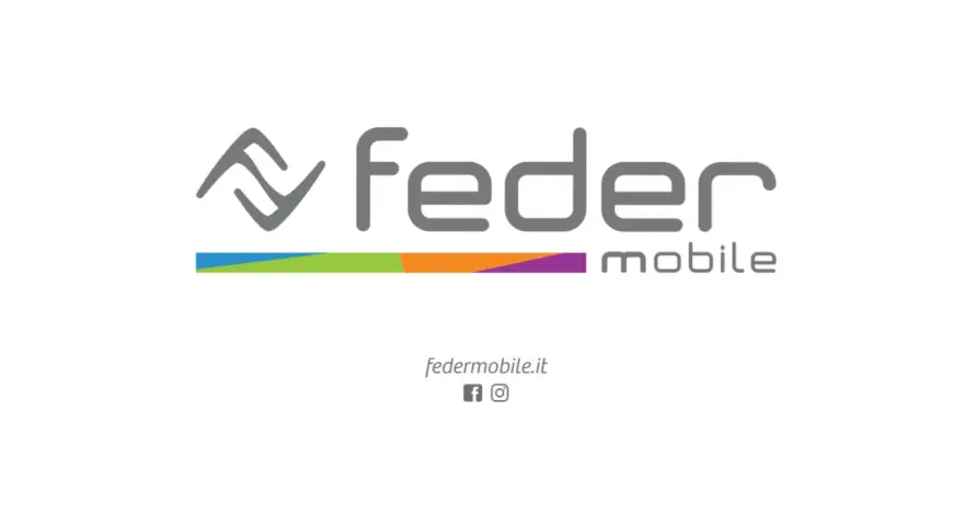 Logo Feder Mobile con simbolo stilizzato e colori vivaci. Connessione APN per il tuo mondo mobile.