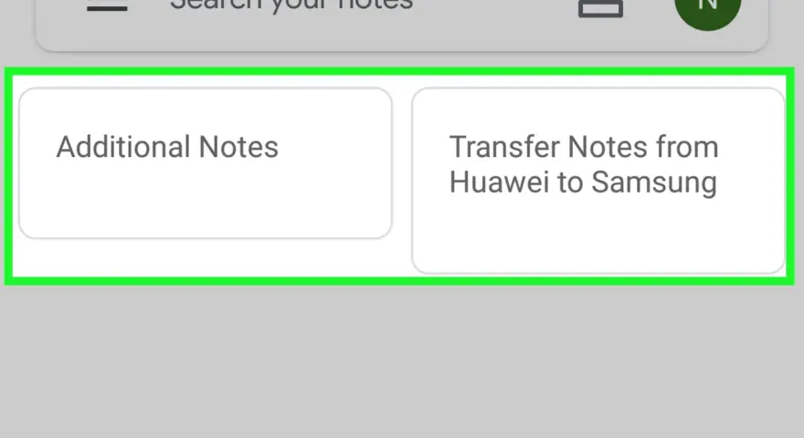 Opzione per trasferire dati da Huawei a Samsung.