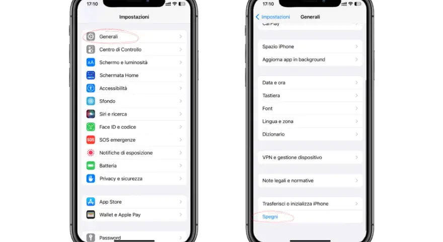 Guida per imparare come spegnere iPhone senza touch: vai su Impostazioni > Generali > Spegni.