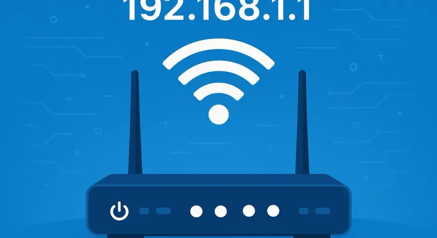 Router con segnale Wi-Fi e indirizzo 192.168.1.1.