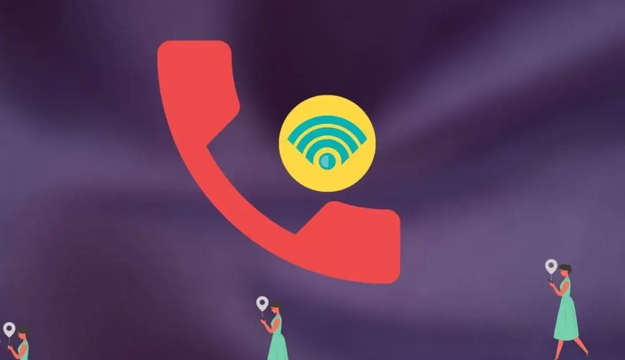 Icona di una cornetta rossa con simbolo Wi-Fi. Fastweb WiFi Calling: chiama ovunque con la tua rete.