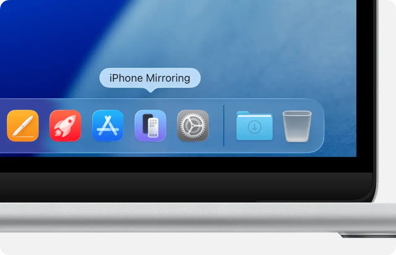 Icona per condividere schermo iPhone su Mac nel Dock.