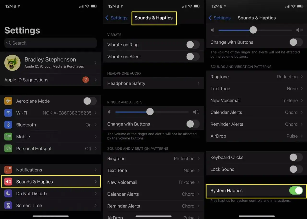 Impostazioni Suoni e feedback aptici: per togliere suono tastiera Samsung, disattiva 