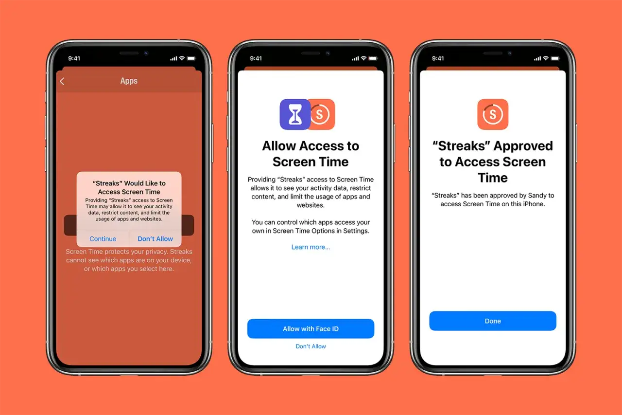 Schermate iPhone: richiesta di accesso a Tempo di utilizzo per l'app