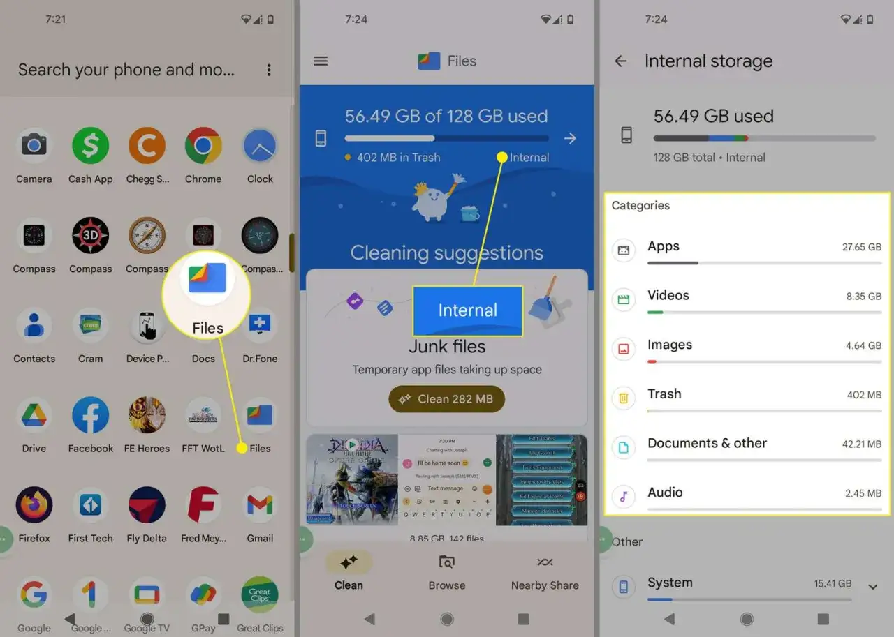 Schermata del telefono che mostra l'app