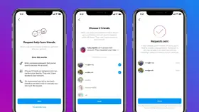 Schermate Instagram: richiesta aiuto amici per recuperare account. Se non è possibile accedere al tuo account, scegli 2 amici per confermare la tua identità.
